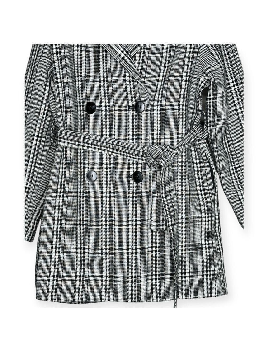 Shein‎ Plaid Belted Double Breasted Coat Girls 9Y - Picture 3 of 11